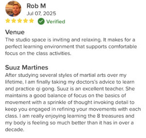 And a Review from our newest Eight Treasures Qigong student, Rob